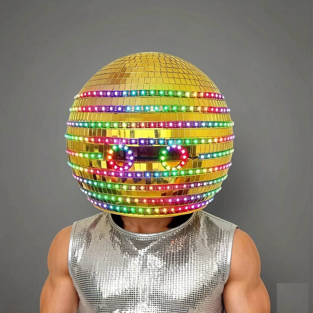 Golden LED Mirror Disco Ball Helmet – Sparkling Headwear for Parties, Weddings, Christmas, Clubs, KTV, DJ & Nightlife Events
Golden LED Mirror Disco Ball Helmet – Sparkling Headwear for Parties, Weddings, Christmas, Clubs, KTV, DJ & Nightlife Events