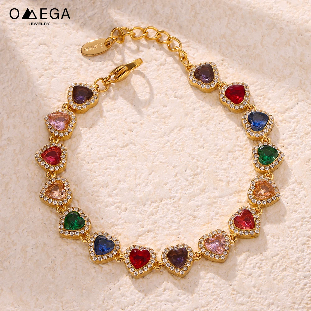 Stainless Steel Bracelets With Heart Round Zircon For Women 18K Gold Plated Waterproof Inoxidable No Tarnish Women's Bracelet
Stainless Steel Bracelets With Heart Round Zircon For Women 18K Gold Plated Waterproof Inoxidable No Tarnish Women's Bracelet