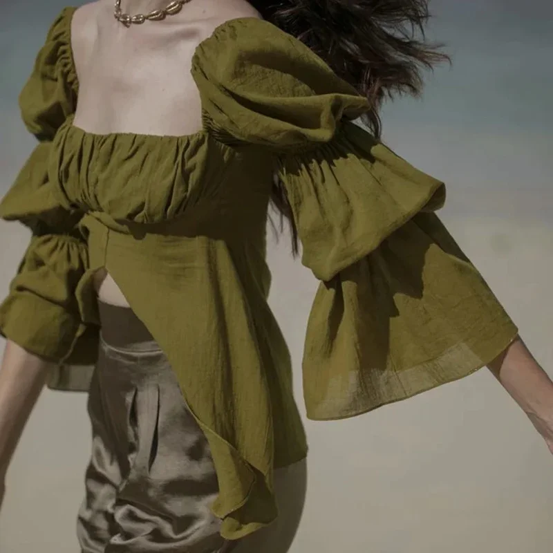 French Gentle Flare Sleeve Square Neck Fairy Blouse Shirts Summer 2023 New Elegant Wild Slim Solid Color Shirt Blouses y2k tops
French Gentle Flare Sleeve Square Neck Fairy Blouse Shirts Summer 2023 New Elegant Wild Slim Solid Color Shirt Blouses y2k tops