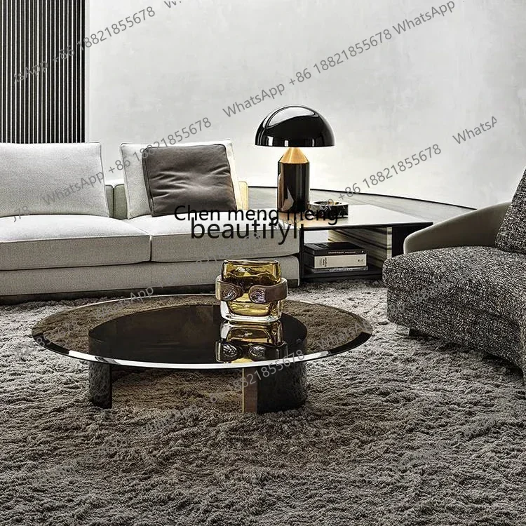 D178 Italian minimalist glass edge table, small apartment creative shape S round metal tea table light luxury coffee table
D178 Italian minimalist glass edge table, small apartment creative shape S round metal tea table light luxury coffee table