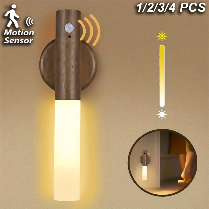 1/2/3/4PCS LED Night Light Motion Sensor Lamp Wood Grain Wall Lights Rechargeable Magnetic for Bedroom Bedside Hallway Stairs
1/2/3/4PCS LED Night Light Motion Sensor Lamp Wood Grain Wall Lights Rechargeable Magnetic for Bedroom Bedside Hallway Stairs