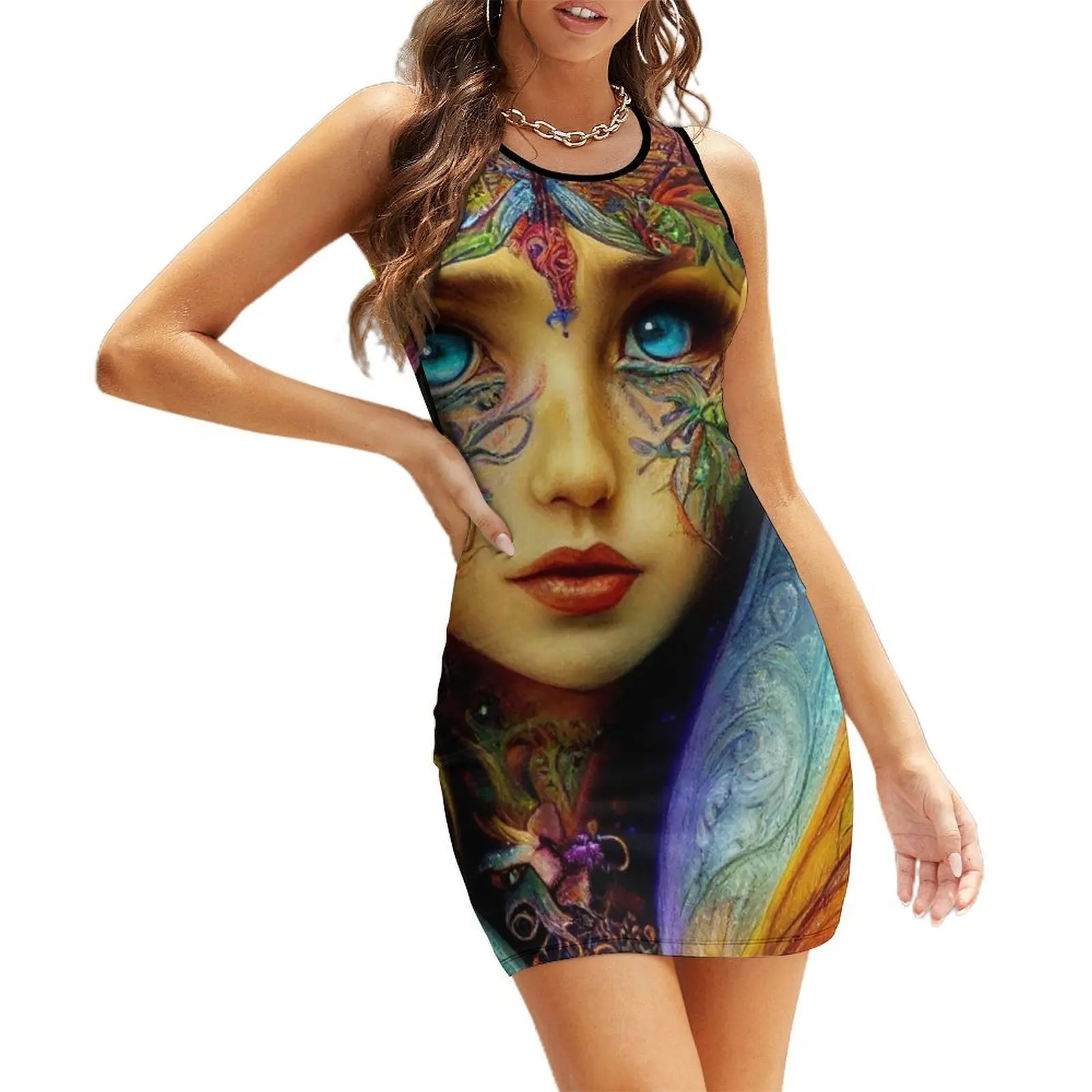Ornate Rainbow Faerie Face Sleeveless Sundress women dresses dresses for woman 2025 dresses korean style Evening
Ornate Rainbow Faerie Face Sleeveless Sundress women dresses dresses for woman 2025 dresses korean style Evening