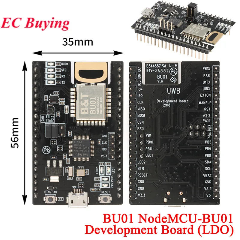 NodeMCU-BU01 BU01 UWB Indoor Positiontion Module USB-TTL Ultra Wideband High Precision Ranging 3.3V 5V Development Board Module
NodeMCU-BU01 BU01 UWB Indoor Positiontion Module USB-TTL Ultra Wideband High Precision Ranging 3.3V 5V Development Board Module