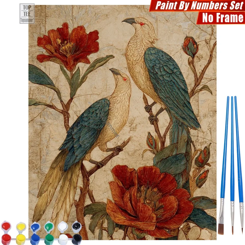 Vintage Bird Flowers Paints By Numbers Kit - Illustration Complementary Birds Living Room Wall Art Halloween Gift For Colleague
Vintage Bird Flowers Paints By Numbers Kit - Illustration Complementary Birds Living Room Wall Art Halloween Gift For Colleague