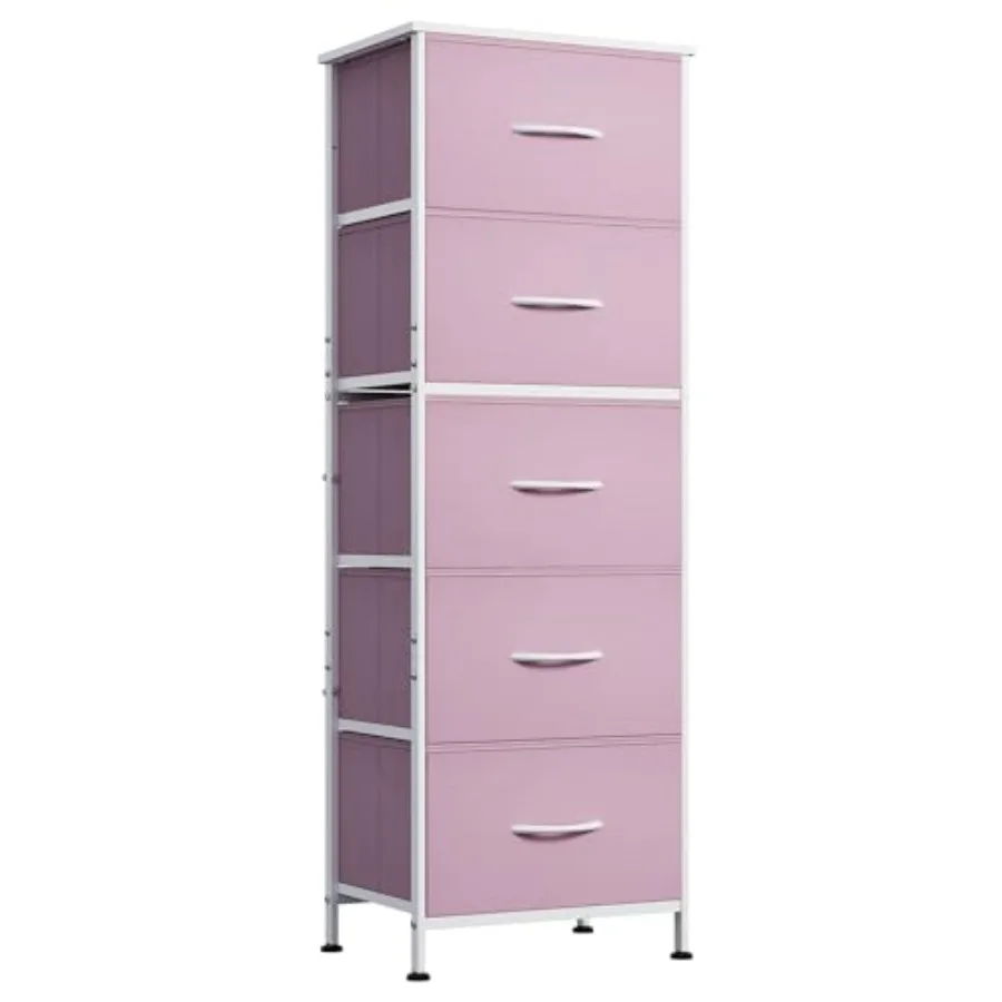 Fabric Dresser for Bedroom, 5-Drawer Tall Dressers, Storage Organizer with Fabric Bins, Wood Top, Sturdy Steel Frame, Chest of
Fabric Dresser for Bedroom, 5-Drawer Tall Dressers, Storage Organizer with Fabric Bins, Wood Top, Sturdy Steel Frame, Chest of