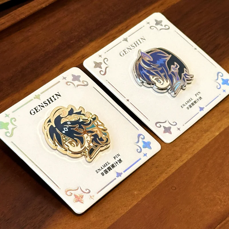 Genshin Impact Новая модель Two Time Yuan Fan Merchandise Имитация эмали Металлический значок с двойной застежкой Дизайн Zhongli Kinich Xiao Smack 
Genshin Impact Новая модель Two Time Yuan Fan Merchandise Имитация эмали Металлический значок с двойной застежкой Дизайн Zhongli Kinich Xiao Smack