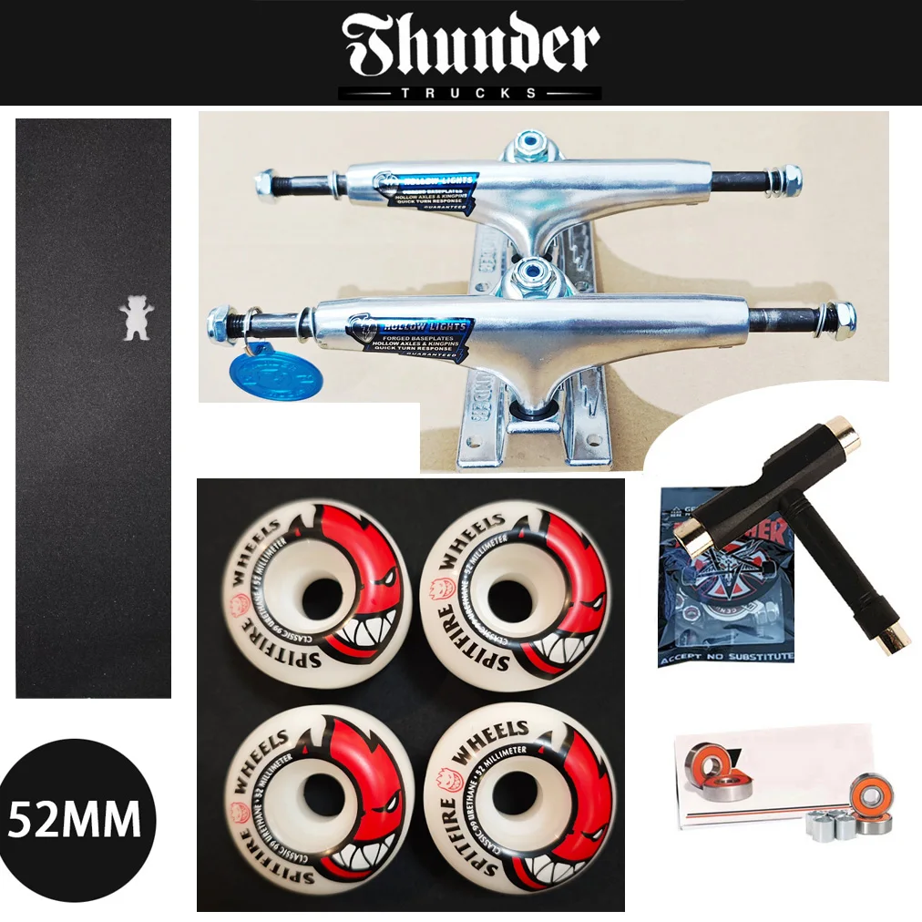 THUNDER skateboard trucks 147 size for 8inch decks, plus branded bearings and grip tape and genuine SF skateboard wheels
THUNDER skateboard trucks 147 size for 8inch decks, plus branded bearings and grip tape and genuine SF skateboard wheels