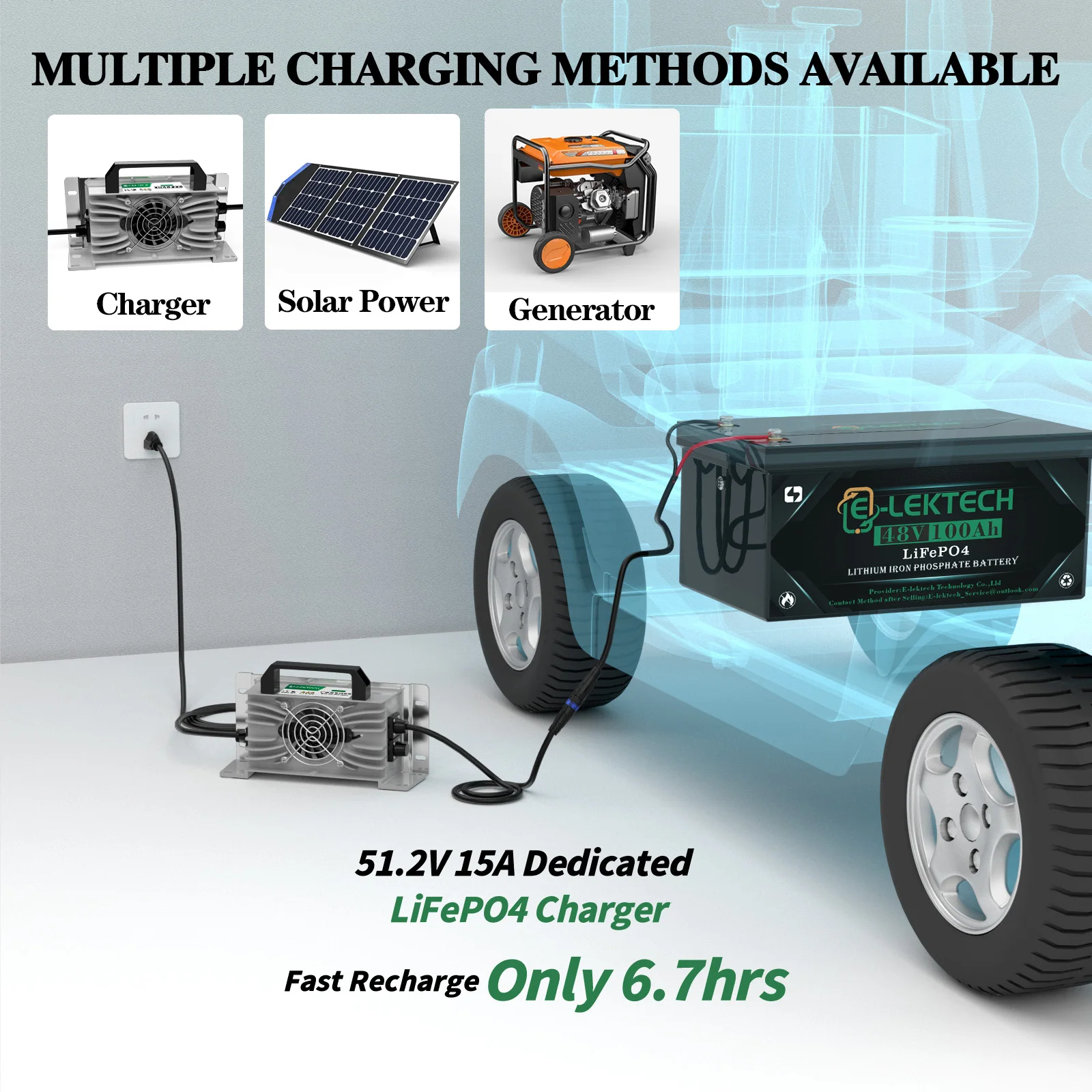 48V 100Ah Lithium Golf Cart Battery with APP Monitor & 48V LiFePO4 Charger, 48V Lithium LiFePO4 Battery Built-in 200A Bluetooth
48V 100Ah Lithium Golf Cart Battery with APP Monitor & 48V LiFePO4 Charger, 48V Lithium LiFePO4 Battery Built-in 200A Bluetooth