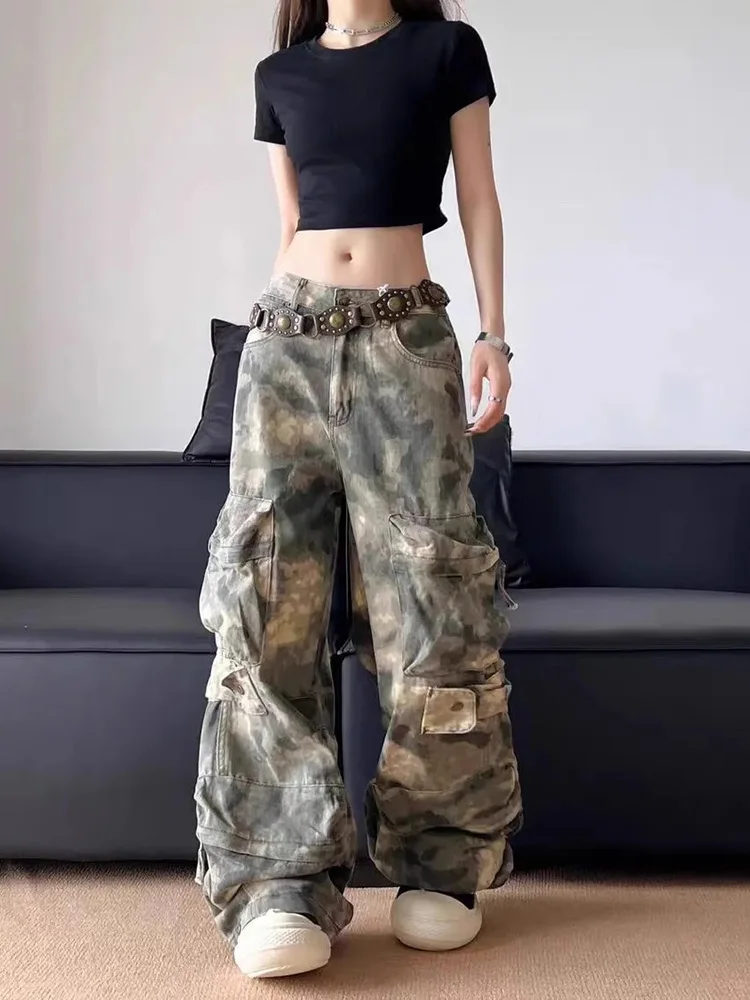 Vintage Camouflage Jeans Women Y2K Aesthetic Baggy Cargo Trousers Fashion Casual Streetwear Pocket Chic Wide Leg Denim Pants New
Vintage Camouflage Jeans Women Y2K Aesthetic Baggy Cargo Trousers Fashion Casual Streetwear Pocket Chic Wide Leg Denim Pants New