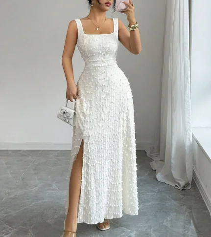 Women Dress 2026 Spring Summer New Solid Color Square Collar Backless Lace Up Sleeveless Cinched Waist Slit Casual Long Dress
Women Dress 2026 Spring Summer New Solid Color Square Collar Backless Lace Up Sleeveless Cinched Waist Slit Casual Long Dress