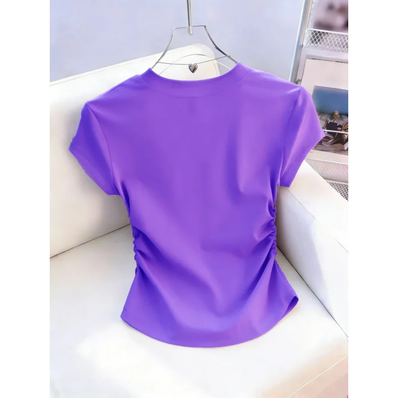 Women's 2026 American Vintage Casual V-Neck Short Sleeve-Shirt, Spring/Summer Slim Fit Short Sleeve Tee with Waist Pleats
Women's 2026 American Vintage Casual V-Neck Short Sleeve-Shirt, Spring/Summer Slim Fit Short Sleeve Tee with Waist Pleats