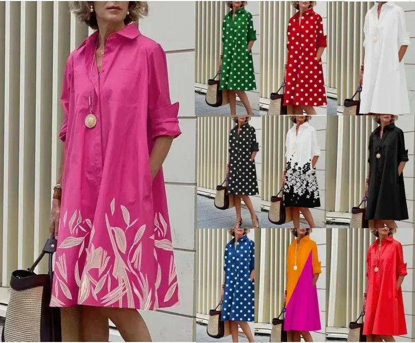 Elegant Women Solid Shirt Dress Summer Casual Turn-down Collar Long Sleeve Midi Dresses Fashion Print Streetwear Dress Vestidos
Elegant Women Solid Shirt Dress Summer Casual Turn-down Collar Long Sleeve Midi Dresses Fashion Print Streetwear Dress Vestidos