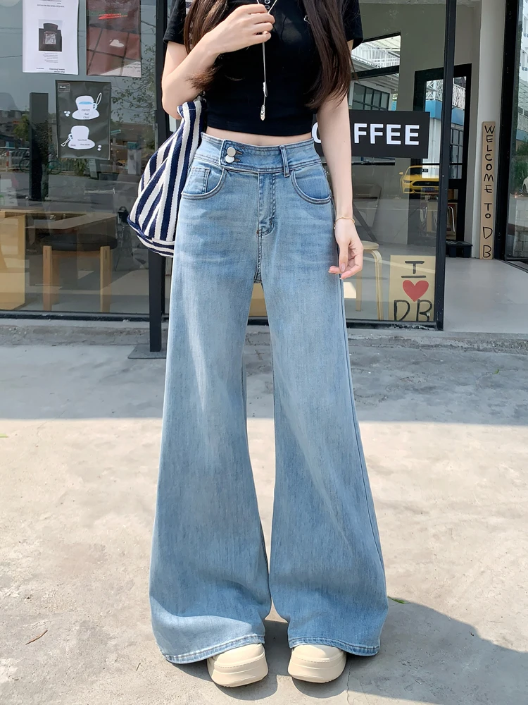 Loose High Waist Bell Bottom Jeans Women's Light Blue Versatile Floor Length Casual Summer New Style Retro Fashion
Loose High Waist Bell Bottom Jeans Women's Light Blue Versatile Floor Length Casual Summer New Style Retro Fashion