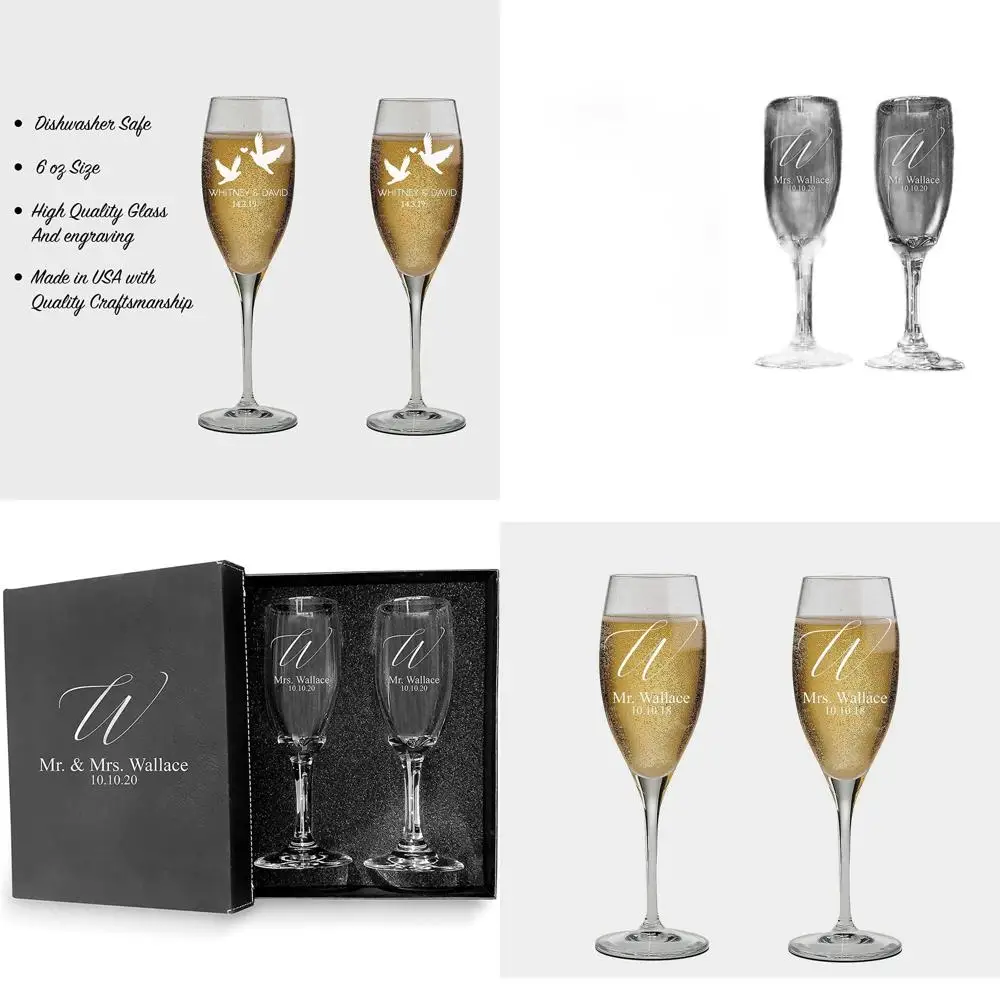 Фужеры для шампанского с индивидуальной гравировкой для свадебных тостов - набор из 2 персонализированных бокалов
Фужеры для шампанского с индивидуальной гравировкой для свадебных тостов - набор из 2 персонализированных бокалов