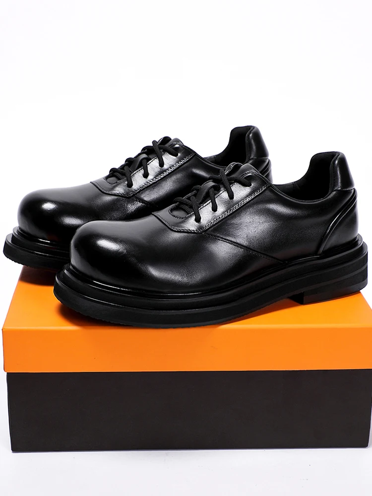 Роскошные дизайнерские туфли, мужские оксфорды из натуральной кожи, с круглым носком, на толстой подошве, увеличивающие рост, деловая повседневная рабочая официальная обувь 
Роскошные дизайнерские туфли, мужские оксфорды из натуральной кожи, с круглым носком, на толстой подошве, увеличивающие рост, деловая повседневная рабочая официальная обувь