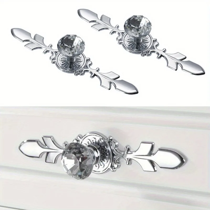 2pcs Crystal Diamond Door Handles for Drawers, Polished Metal Finish, Decorative Furniture Pulls for Cabinets and Closet Doors
2pcs Crystal Diamond Door Handles for Drawers, Polished Metal Finish, Decorative Furniture Pulls for Cabinets and Closet Doors