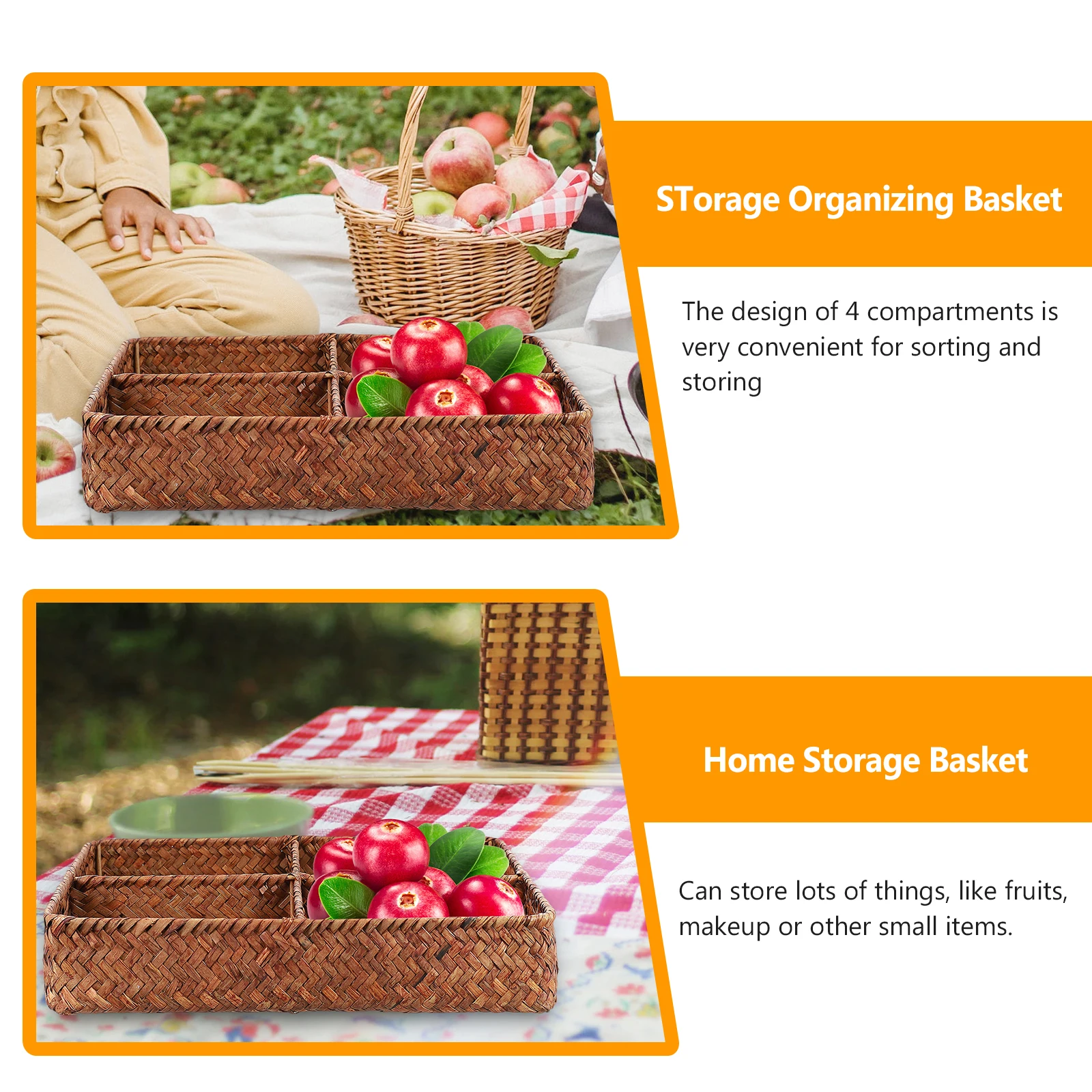 Tea Table Storage Basket 4 Compartments Woven Fruit Basket Khaki Multi functional Home Decor ganizer Ideal for Sorting Small
Tea Table Storage Basket 4 Compartments Woven Fruit Basket Khaki Multi functional Home Decor ganizer Ideal for Sorting Small