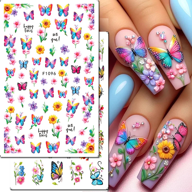 3d Nail Art Stickers Spring Rainbow Color Butterflys Blossom Yellow Daisy Purple Flowers Decals For Nails Decorations Manicure
3d Nail Art Stickers Spring Rainbow Color Butterflys Blossom Yellow Daisy Purple Flowers Decals For Nails Decorations Manicure