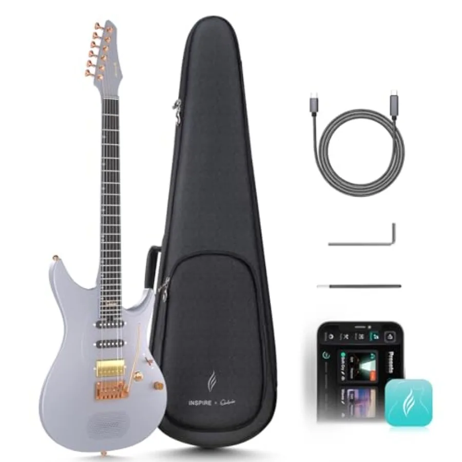 Smart electric guitar for live performance and practice: carbon fiber body, black finish, built-in 15W speaker, 20 tones, app c
Smart electric guitar for live performance and practice: carbon fiber body, black finish, built-in 15W speaker, 20 tones, app c
