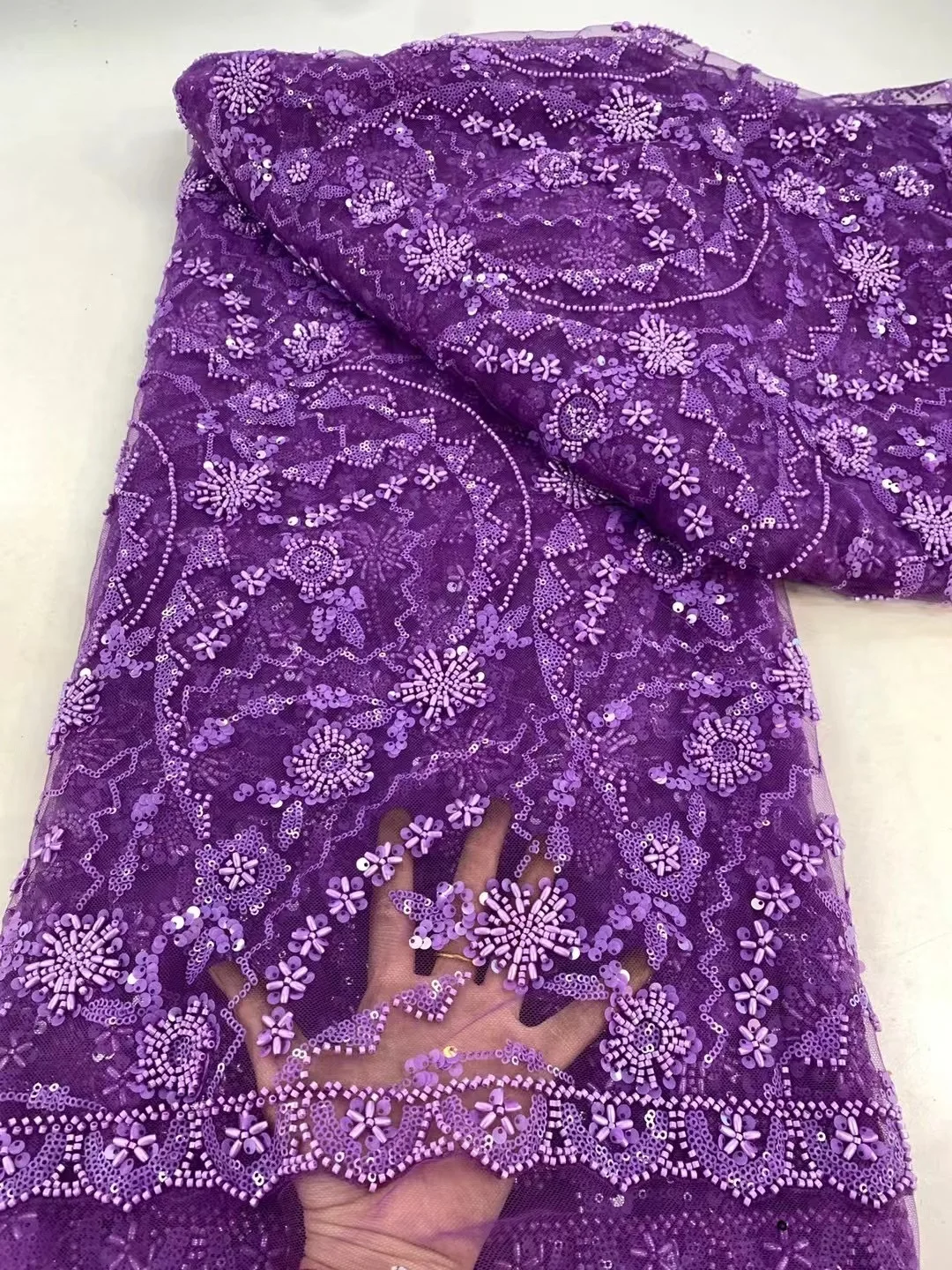 African Beaded Lace Fabric 2025 High Quality Lace French Sequins Embroidery Beads Tulle Lace Fabric For Party Wedding Dresses
African Beaded Lace Fabric 2025 High Quality Lace French Sequins Embroidery Beads Tulle Lace Fabric For Party Wedding Dresses