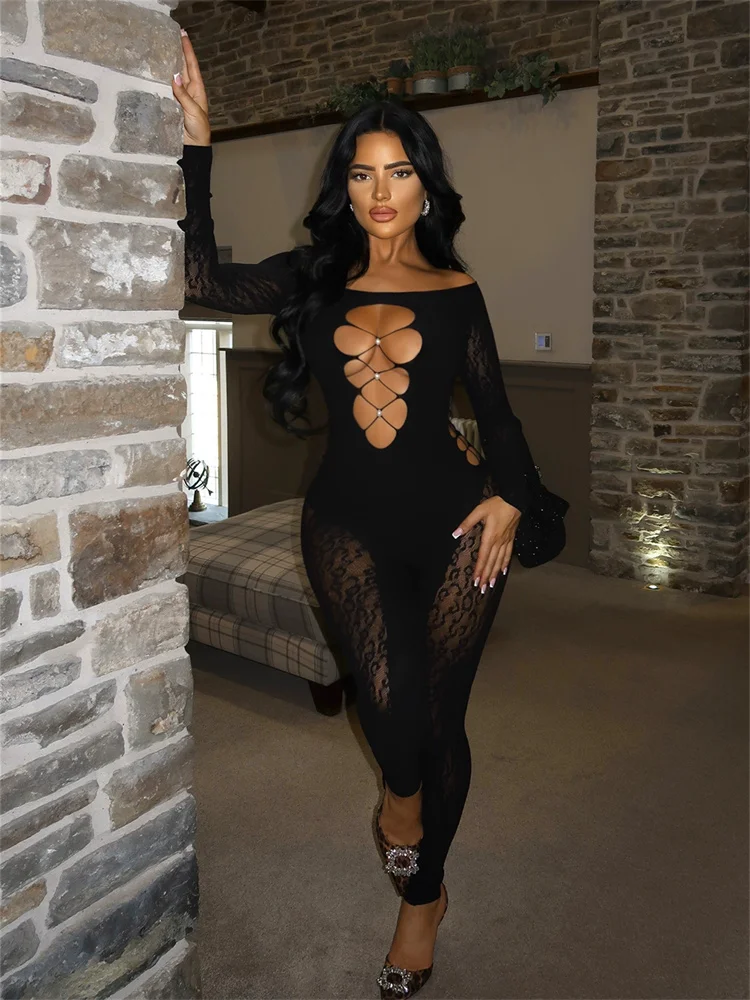 Weird Puss Sexy Hollow Thin Jumpsuit Women Waistless Full Sleeve Jacquard Patchwork Hipster Hottie Stretch Slim Clubwear Overall
Weird Puss Sexy Hollow Thin Jumpsuit Women Waistless Full Sleeve Jacquard Patchwork Hipster Hottie Stretch Slim Clubwear Overall