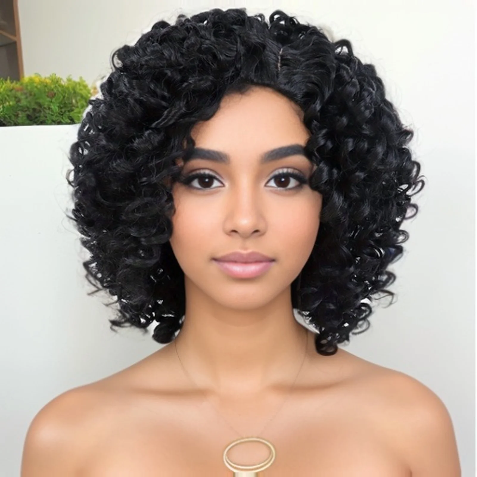 Synthetic Afro Curly Black Wig with Bangs Fluffy Curls African Style Wigs for Women Daily Cosplay Party Natural Hairline Female
Synthetic Afro Curly Black Wig with Bangs Fluffy Curls African Style Wigs for Women Daily Cosplay Party Natural Hairline Female