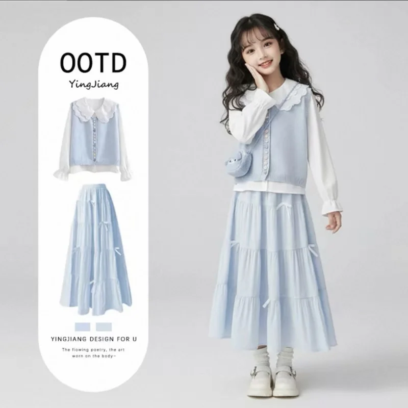 Adorable spring outfit for girls2026New model for girls, junior high school students, rich girl style dress and vest three-piece
Adorable spring outfit for girls2026New model for girls, junior high school students, rich girl style dress and vest three-piece