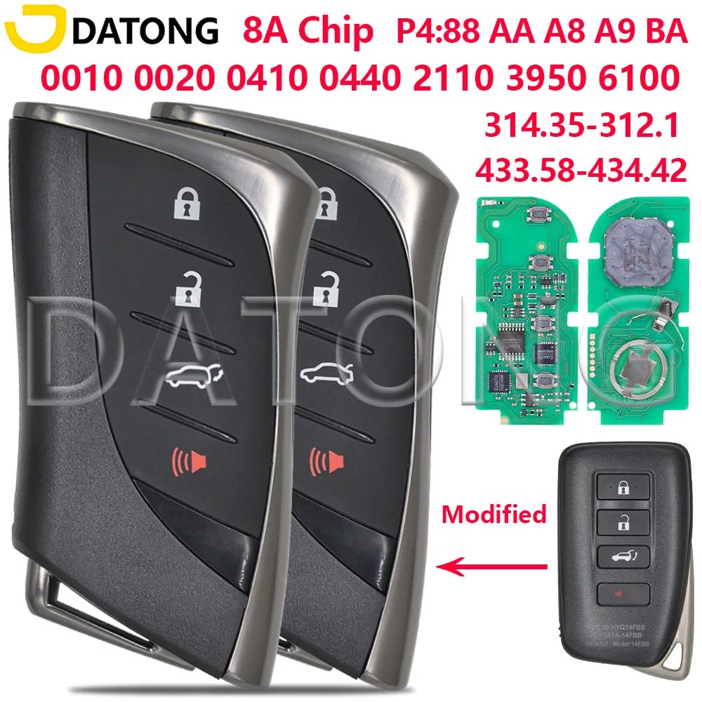 Datong 314 433MHz 8A Chip Board:0010 0020 0410 0440 2110 3950 6100 Car Remote Key For Lexus LS GS ES LC IS RX LX GX NX UX 2012+
Datong 314 433MHz 8A Chip Board:0010 0020 0410 0440 2110 3950 6100 Car Remote Key For Lexus LS GS ES LC IS RX LX GX NX UX 2012+