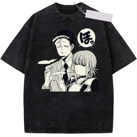 Anime Smoking Behind the Supermarket with You Washed T Shirts Streetwear Cartoon Sasaki Yamada Men Women Cotton T-Shirt
