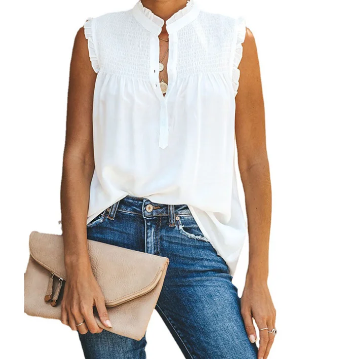 Sleeveless high neck button pleated loose and fashionable casual top, summer 2025 new women's clothing collection
Sleeveless high neck button pleated loose and fashionable casual top, summer 2025 new women's clothing collection