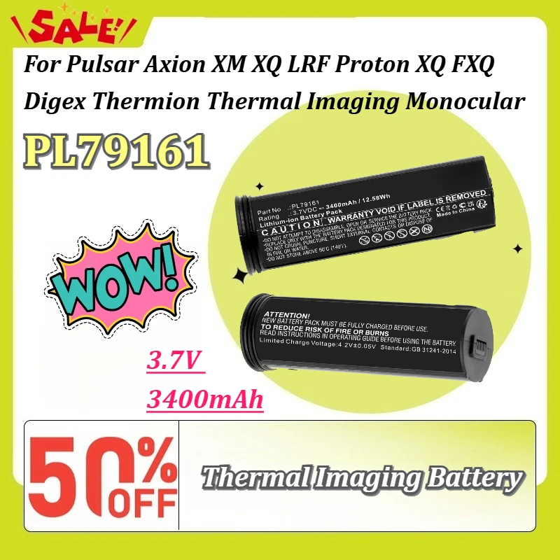 Replacement APS3 Battery PL79161 3.7V 3400mAh for Pulsar Axion XM XQ LRF Proton XQ FXQ Digex Thermion Thermal Imaging Monocular
Replacement APS3 Battery PL79161 3.7V 3400mAh for Pulsar Axion XM XQ LRF Proton XQ FXQ Digex Thermion Thermal Imaging Monocular