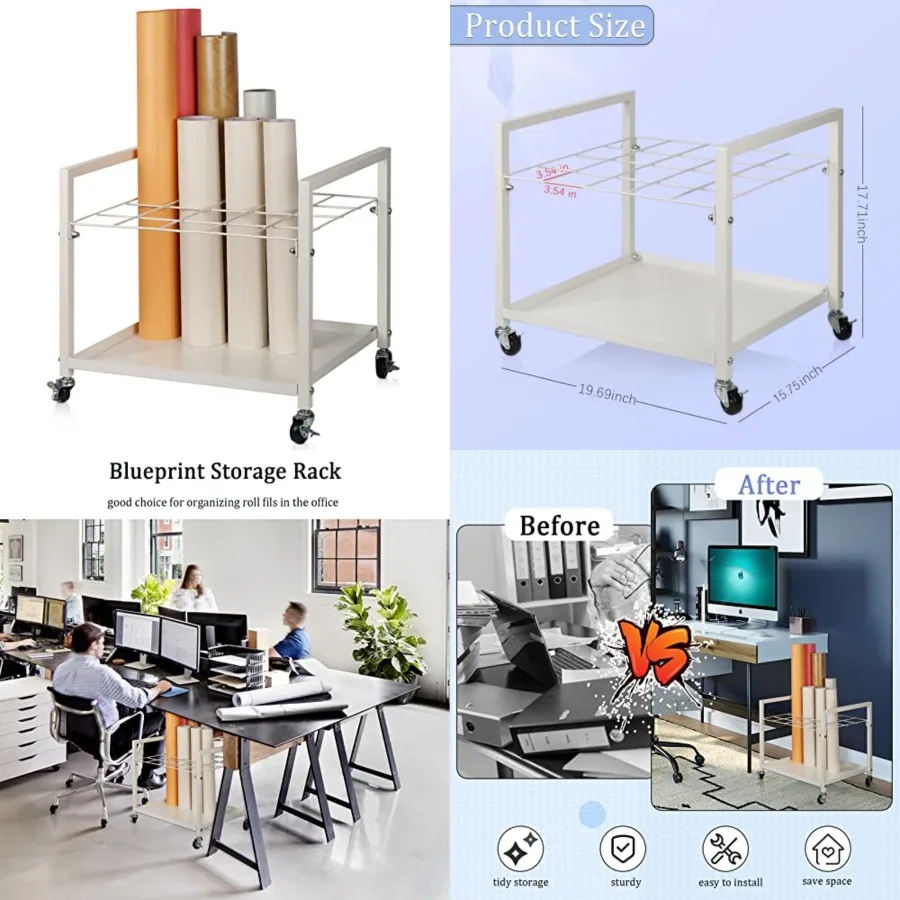 Blueprint Storage Rack Blueprint Holder Metal Blueprint Storage Cart with Wheels 20 Slots Roll File Holder for Home Office Scho
Blueprint Storage Rack Blueprint Holder Metal Blueprint Storage Cart with Wheels 20 Slots Roll File Holder for Home Office Scho