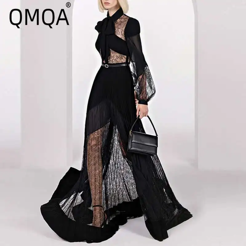 QMQA Fashion Women's Lace Patchwork Pleated Dress Lapel Long Sleeve High Waist Pleated Elegant Dresses 2025 Female New QM384
QMQA Fashion Women's Lace Patchwork Pleated Dress Lapel Long Sleeve High Waist Pleated Elegant Dresses 2025 Female New QM384