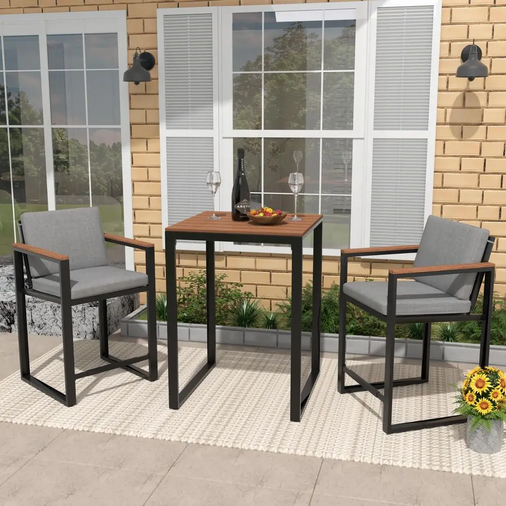 3Piece Bar Table and Chairs Set, Outdoor Bar Set with Fauxwood Armrest, WaterResistant and Removable Cushion, All Weather Bar H
3Piece Bar Table and Chairs Set, Outdoor Bar Set with Fauxwood Armrest, WaterResistant and Removable Cushion, All Weather Bar H