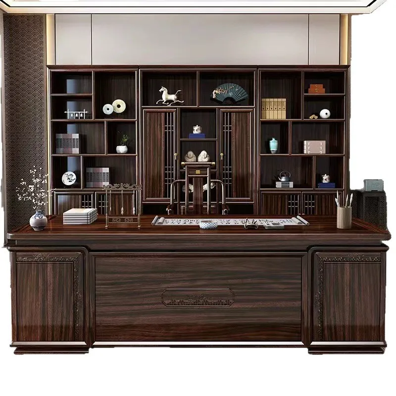 New Chinese Ebony Office Solid Wood Desk Chair Study Office Computer Desk Boss Table High-end Villa Household
New Chinese Ebony Office Solid Wood Desk Chair Study Office Computer Desk Boss Table High-end Villa Household