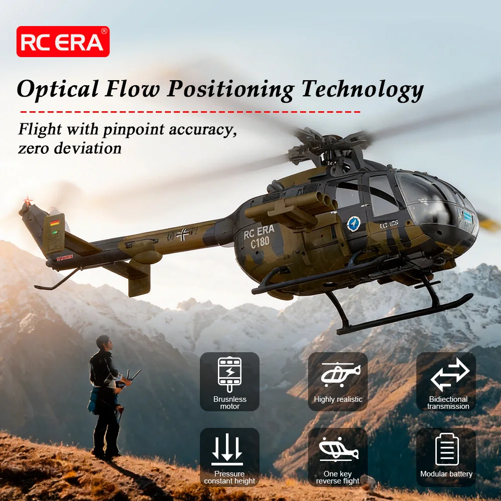 RC ERA C180 Helicopter 1/25 6CH Brushless BO-105 Model 3D Flight Optical Flow Positioning
RC ERA C180 Helicopter 1/25 6CH Brushless BO-105 Model 3D Flight Optical Flow Positioning