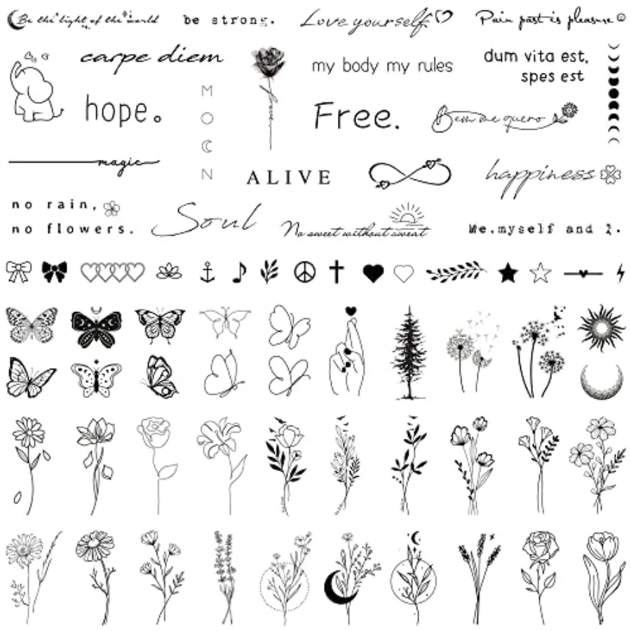 Realistic Temporary Tattoos for Women - 60 Sheets Tiny Small Removable Adult Fake Tattoos, 185 Pcs Minimalist Waterproof Inspir
Realistic Temporary Tattoos for Women - 60 Sheets Tiny Small Removable Adult Fake Tattoos, 185 Pcs Minimalist Waterproof Inspir