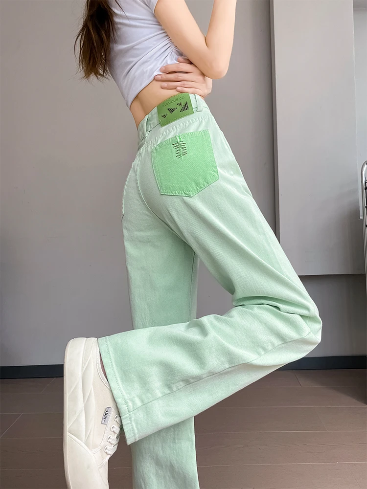 Женские джинсы с высокой талией и широкими штанинами, лето 2024, свободный крой, стройнящие, струящиеся, прямые длинные брюки с цветными блоками
Женские джинсы с высокой талией и широкими штанинами, лето 2024, свободный крой, стройнящие, струящиеся, прямые длинные брюки с цветными блоками