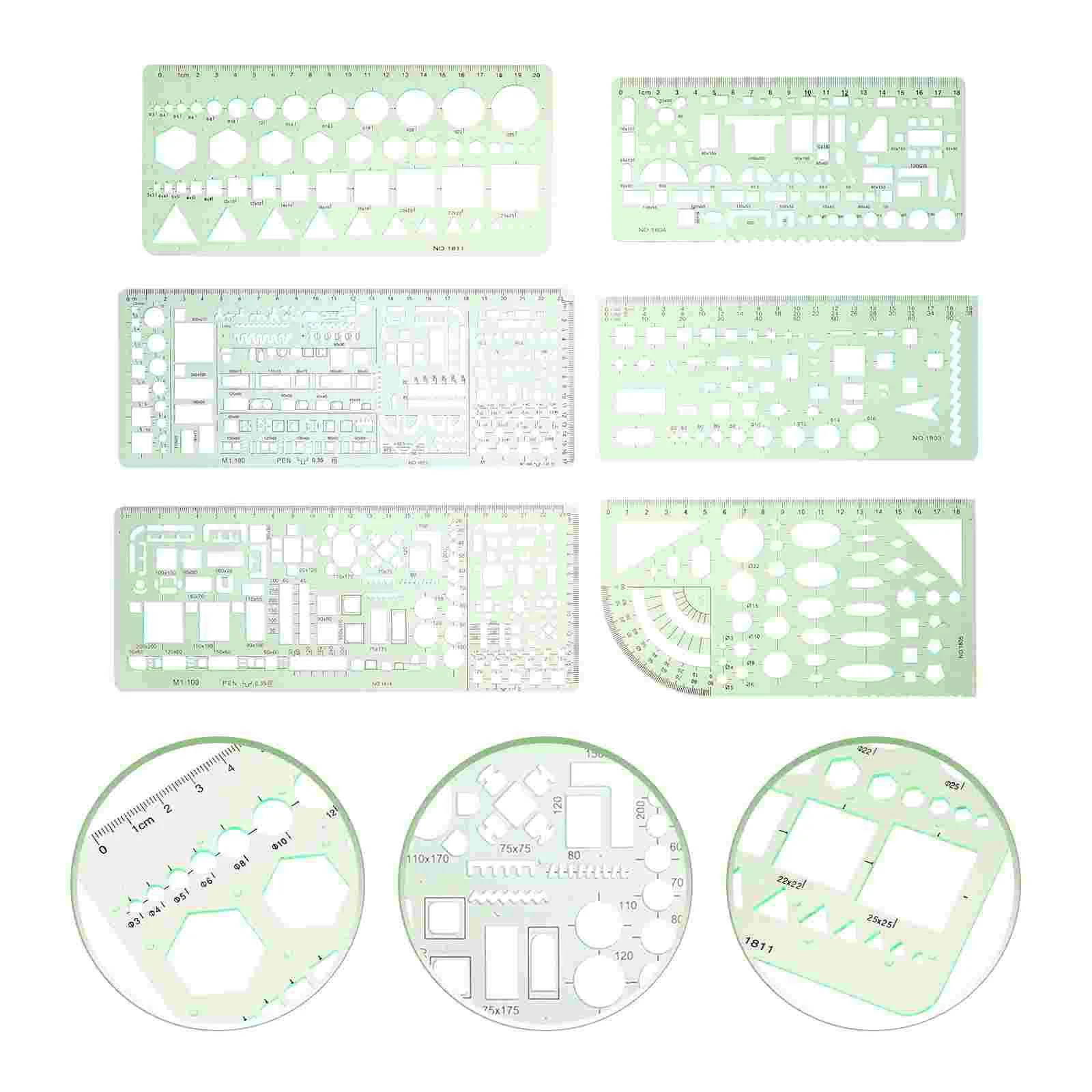 Set Drawing Template Ruler Circle Templates for Drafting Plastic Geometric Stencils
Set Drawing Template Ruler Circle Templates for Drafting Plastic Geometric Stencils