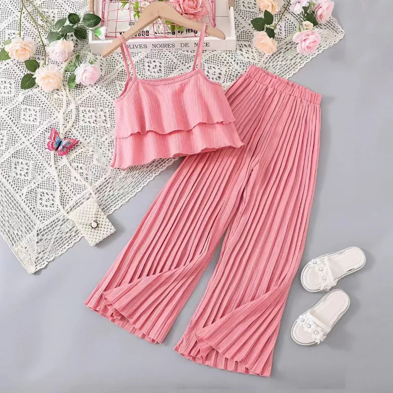Girls' Suit, Western Style Suspender, Ruffled Edge Small Shirt, Pleated Long Pants, 2024 Summer Children's Clothing Trend
Girls' Suit, Western Style Suspender, Ruffled Edge Small Shirt, Pleated Long Pants, 2024 Summer Children's Clothing Trend
