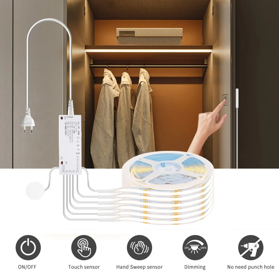 Dimmable 12V COB LED Cabinet Light Strip AU EU UK US Kitchen Shelf Pantry Showcase Closet Backlight Hand Touch Penetrable Switch
Dimmable 12V COB LED Cabinet Light Strip AU EU UK US Kitchen Shelf Pantry Showcase Closet Backlight Hand Touch Penetrable Switch