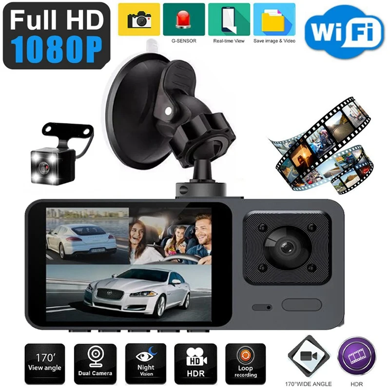 B04B-Dash Cam Передняя и внутренняя WIFI 1080P с картой памяти 32G, 2-дюймовый экран 170 ° Широкоугольное ночное видение WDR 24H Режим парковки
B04B-Dash Cam Передняя и внутренняя WIFI 1080P с картой памяти 32G, 2-дюймовый экран 170 ° Широкоугольное ночное видение WDR 24H Режим парковки