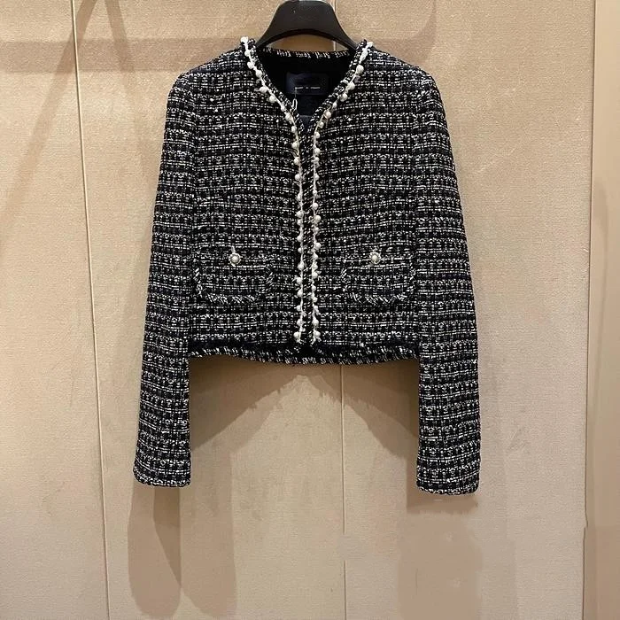 Ele Корейское шерстяное пальто Sle ort V-Ne, сшитое вручную, твидовое, украшенное жемчугом, парфюмерное ветровое пальто, подходит для осени
Ele Корейское шерстяное пальто Sle ort V-Ne, сшитое вручную, твидовое, украшенное жемчугом, парфюмерное ветровое пальто, подходит для осени