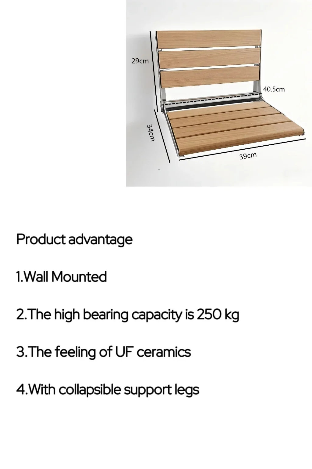 NewFolding Shower Seat Wall Mounted Shower Chair Solid Wooden Chair Stainless Steel Frame Space-Saving Wall Mounted Shower Seat
NewFolding Shower Seat Wall Mounted Shower Chair Solid Wooden Chair Stainless Steel Frame Space-Saving Wall Mounted Shower Seat