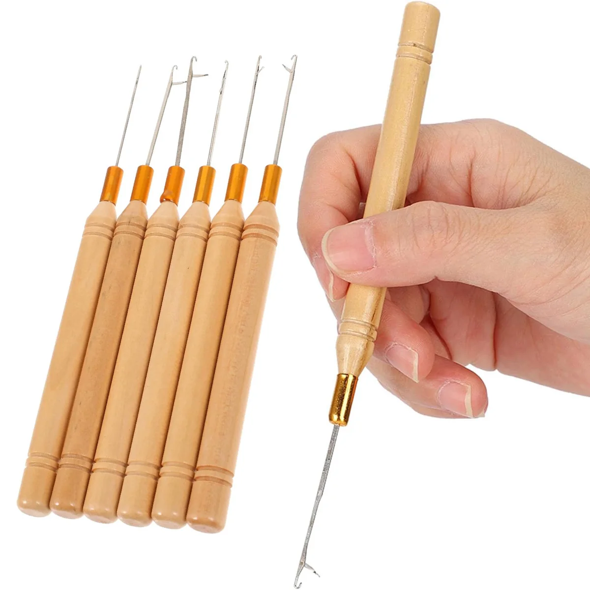 5Pcs Wooden Handle Crochet Hook Needle For Hair Extensions Tools Making Wigs Deadlock Braid Hair Tools
5Pcs Wooden Handle Crochet Hook Needle For Hair Extensions Tools Making Wigs Deadlock Braid Hair Tools
