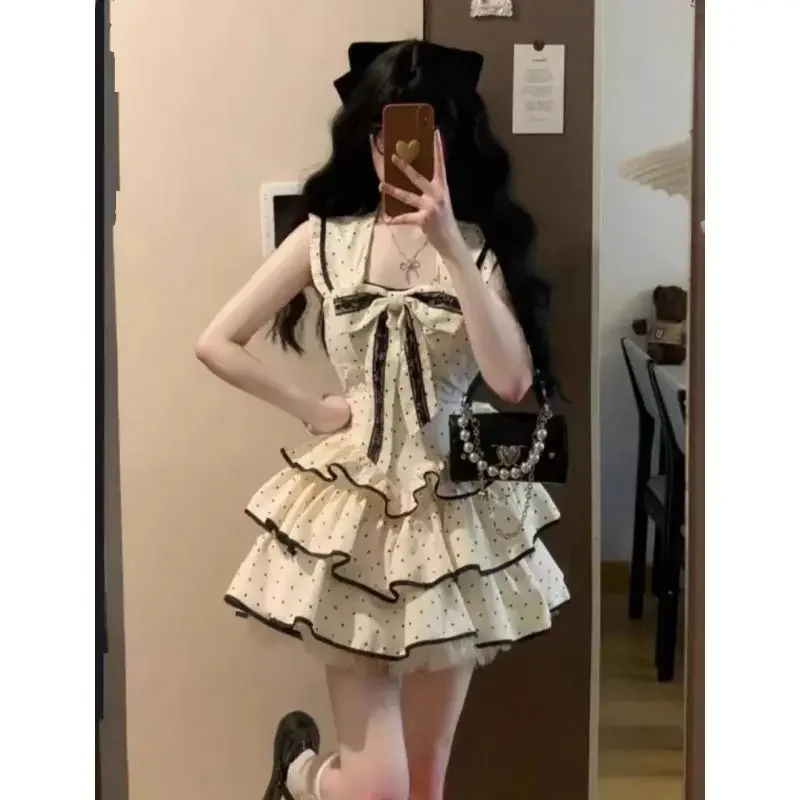 French Style Girl Summer New Navy Collar Dress Y2K Goth Skirt Bow Backless Strap Waist Puffy Dress Vintage High-end A-line Skirt
French Style Girl Summer New Navy Collar Dress Y2K Goth Skirt Bow Backless Strap Waist Puffy Dress Vintage High-end A-line Skirt
