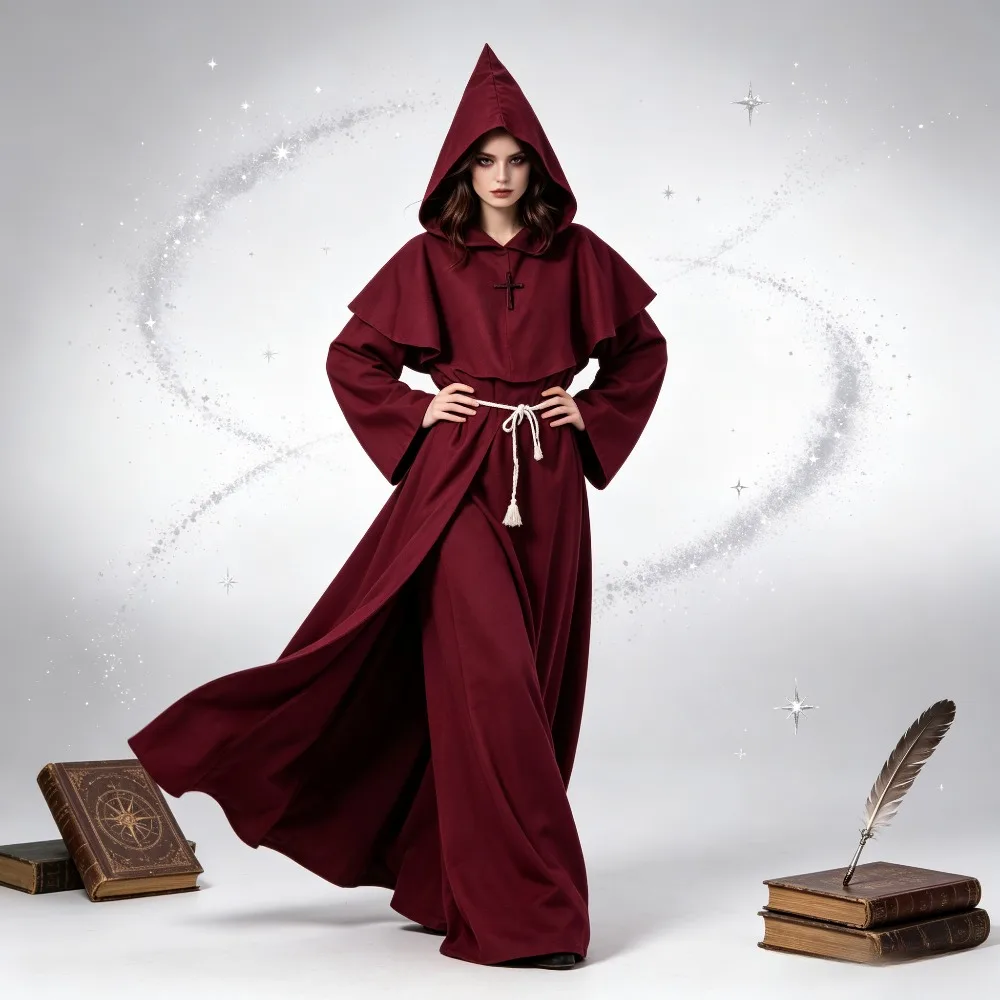 Medieval Hooded Monk Friar Priest Wizard Long Robe Unisex Adult Loose Stage Outfit For Masquerade Theme Party Halloween Cosplay
Medieval Hooded Monk Friar Priest Wizard Long Robe Unisex Adult Loose Stage Outfit For Masquerade Theme Party Halloween Cosplay