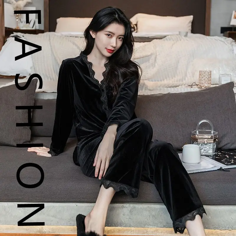 Pajamas women's autumn and winter 2022 new long-sleeved cardigan set spring golden velvet lace loungewear home comfort new
Pajamas women's autumn and winter 2022 new long-sleeved cardigan set spring golden velvet lace loungewear home comfort new