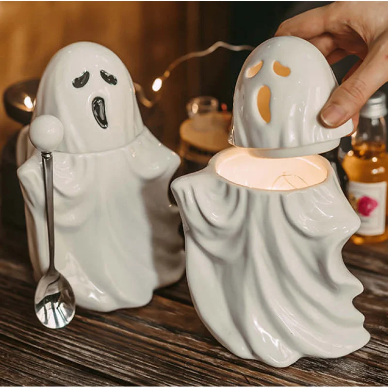 New 420ml Hollow Ghost Ceramic Mugs Coffee Cup with Spoon Lids Funny Personalized Cup Office Tea Cup Friends Halloween Gifts
New 420ml Hollow Ghost Ceramic Mugs Coffee Cup with Spoon Lids Funny Personalized Cup Office Tea Cup Friends Halloween Gifts