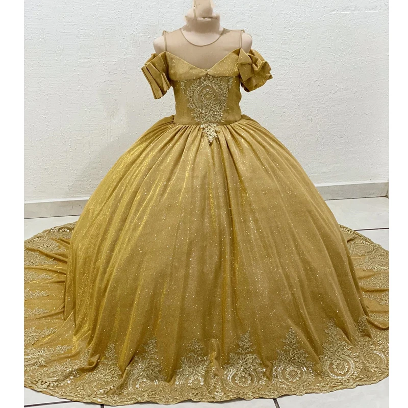 Princess Gold Flower Girl Dress For Wedding Tulle Off The Shoulder Floor Length Princess Birthday Party Prom Ball Gown
Princess Gold Flower Girl Dress For Wedding Tulle Off The Shoulder Floor Length Princess Birthday Party Prom Ball Gown